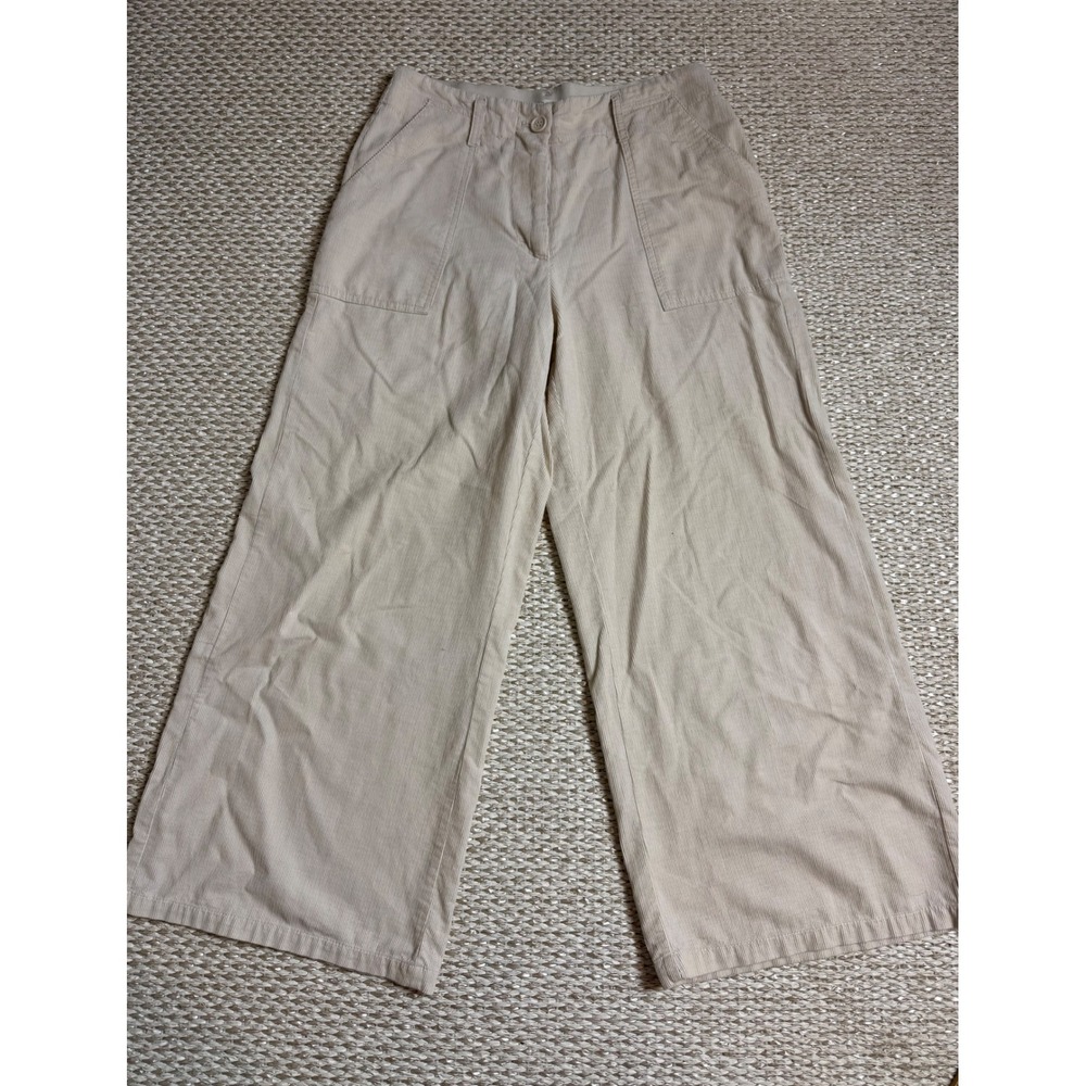 Max Studio Cream Corduroy Wide Leg Pants ankle gaucho lagenlook academia 6 crop